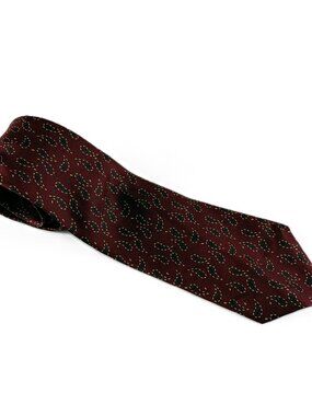 JSACO Classic Width Men's Tie Burgundy Maroon Paisley 100% Silk Made in Italy